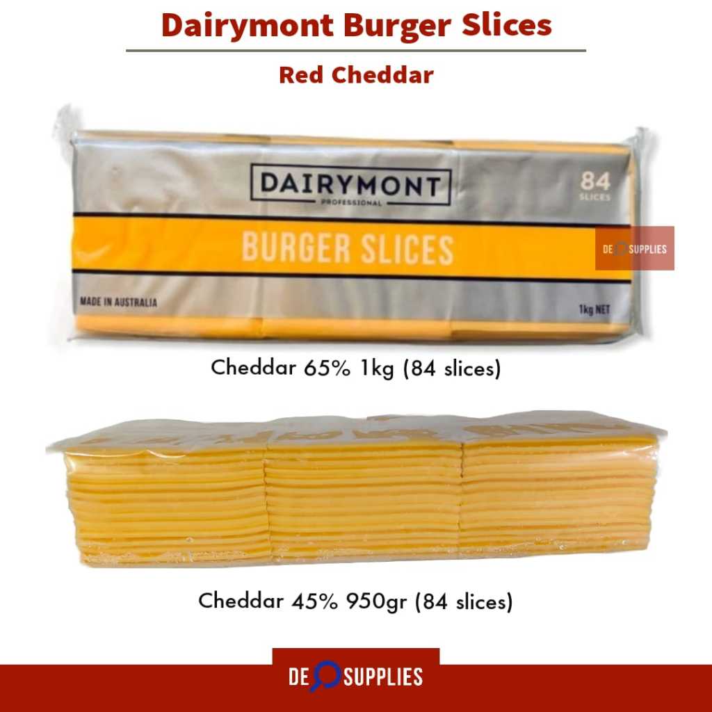 

Dairymont Red Cheddar 950gr (84slices) - Burger Slice 45% Keju Sliced Australia Cheese Keju Lembaran