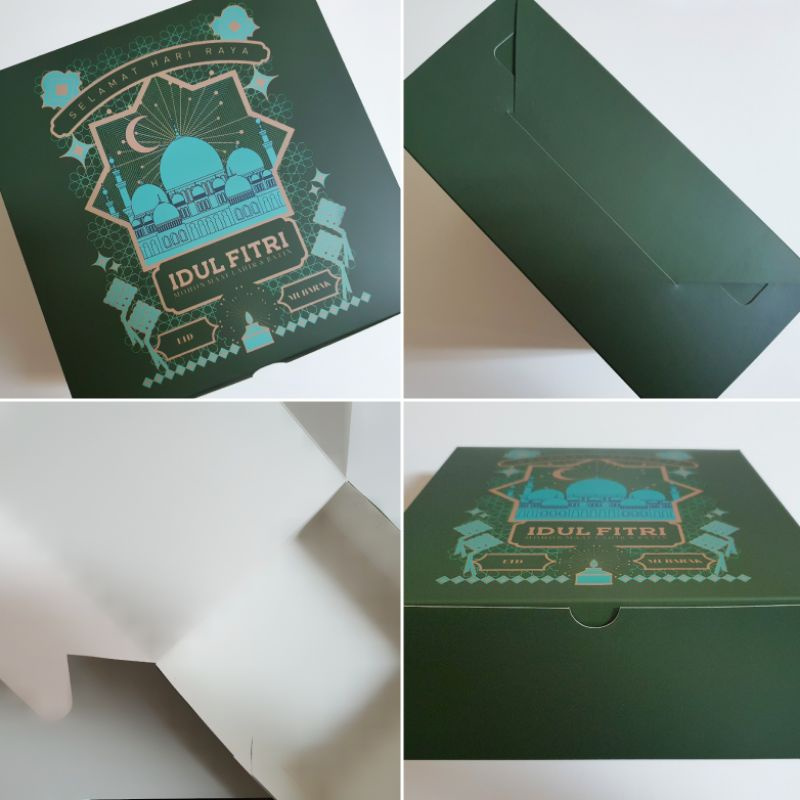 

5 pcs box kemasan lapis legit ukuran 22x22x10cm warna hijau tua idul fitri