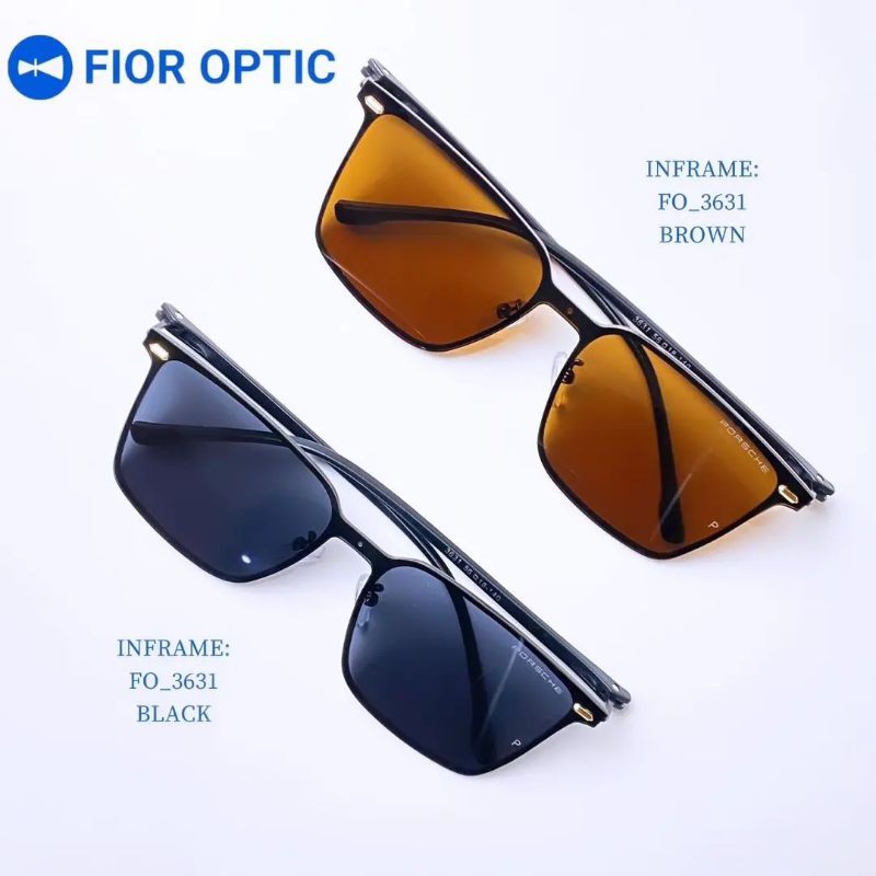 Fior Optic - Sunglasses Kacamata Hitam 3631  Laki-laki Perempuan (Bisa ganti Lensa Anti Radiasi / An