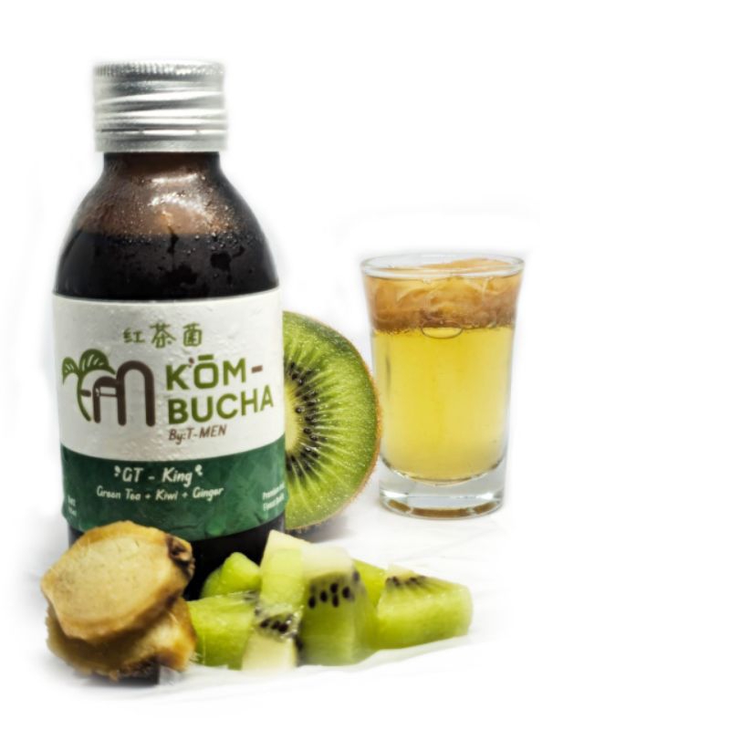 

GT KING (Green Tea,Kiwi,Ginger)-Premium & Finest Home Made Kombucha By T-Men - 4x125ml (500ml).Raw & Unpasteurized.