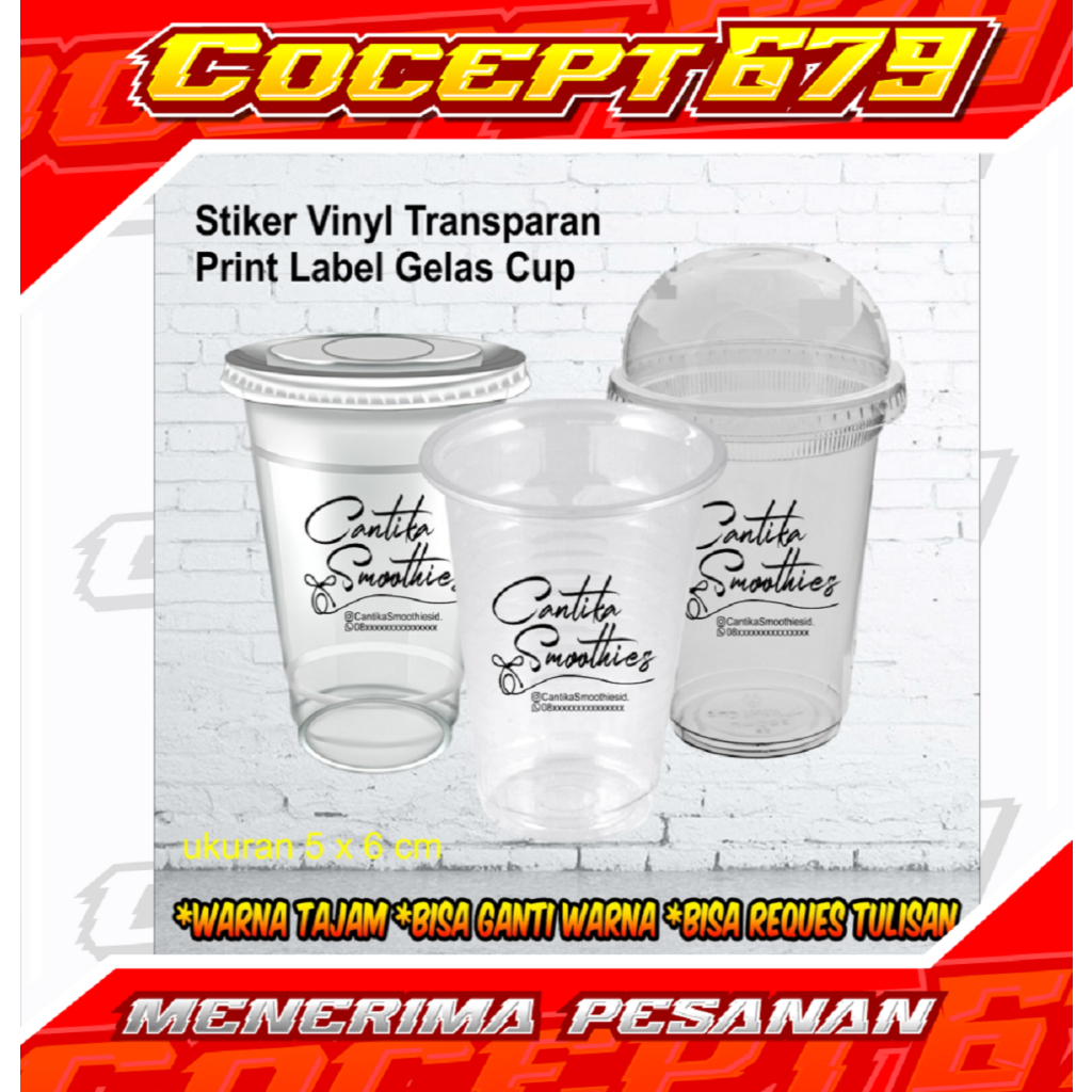 

Stiker Label + Bahan Transparan Ukuran 5x6 Cm (Isi 40 pcs ) Perlembarnya + Bisa Request Desain Bebas