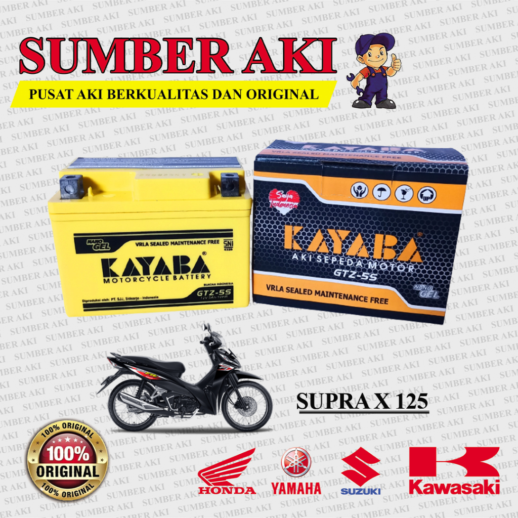 Aki Motor SUPRA X 125 KAYABA GTZ5S Aki Kering