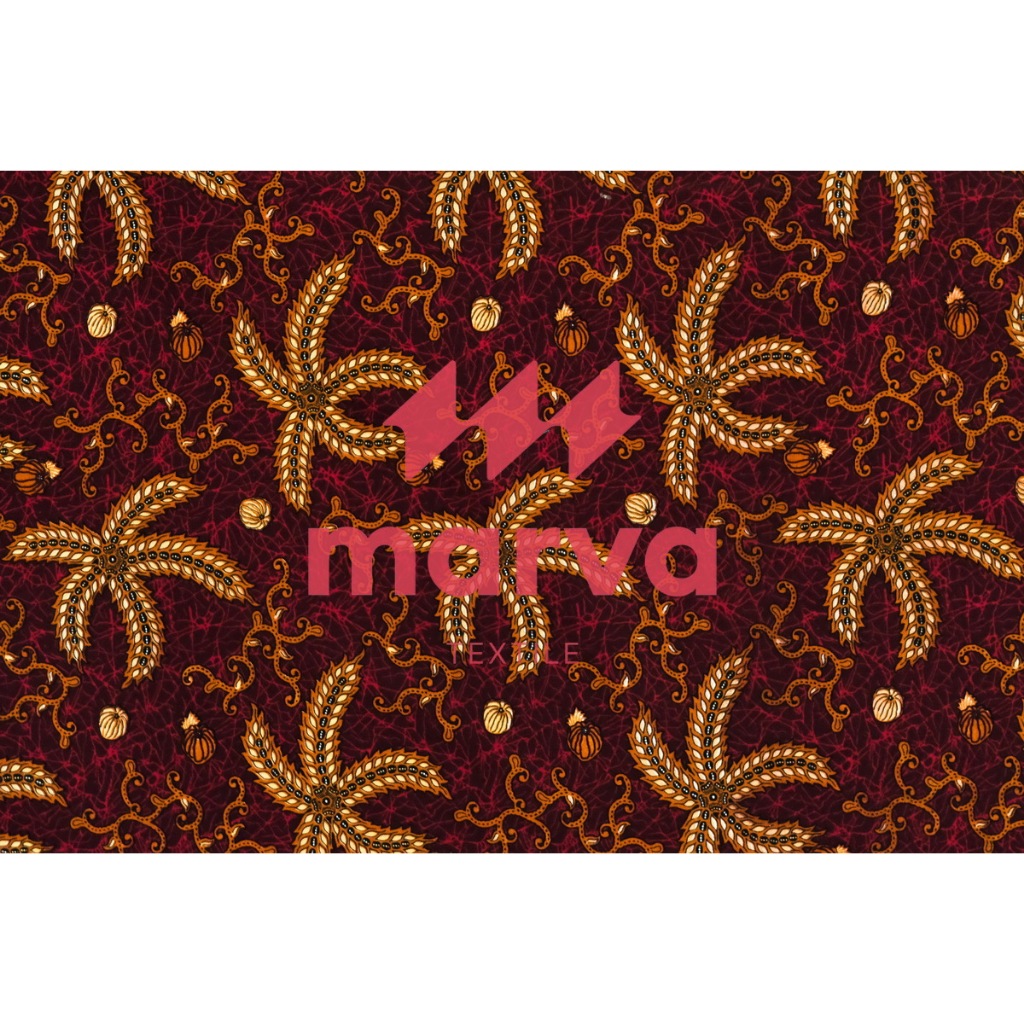 Kain Batik Meteran Premium Bahan 100% katun motif bunga by Marva textile