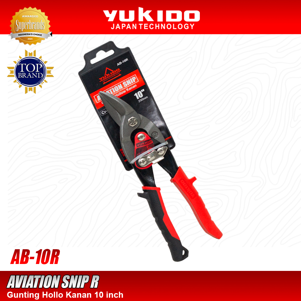 YUKIDO Gunting Holo Kanan 10 Inch Alat Pemotong Besi Plat - AB-10R