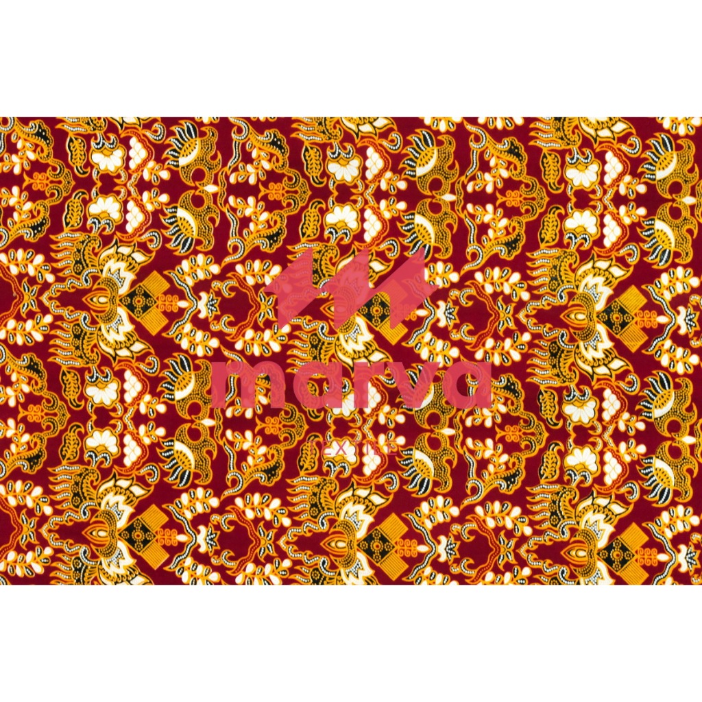 Kain Batik Meteran Premium Bahan 100% katun motif bunga coklat  by Marva textile