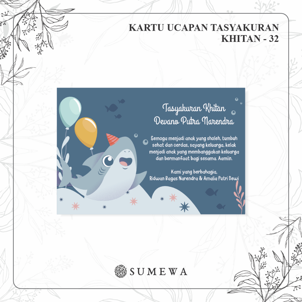 Kartu Ucapan Tasyakuran Khitanan / Kartu Syukuran Khitan / Kartu Ucapan Khitan / Kartu Bingkisan Tas