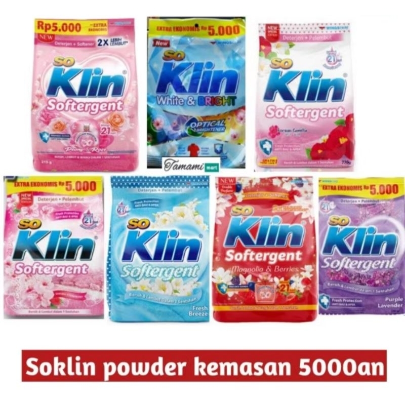 Soklin Bubuk 5000an. Soklin Softergent (1 dus isi 24pcs)