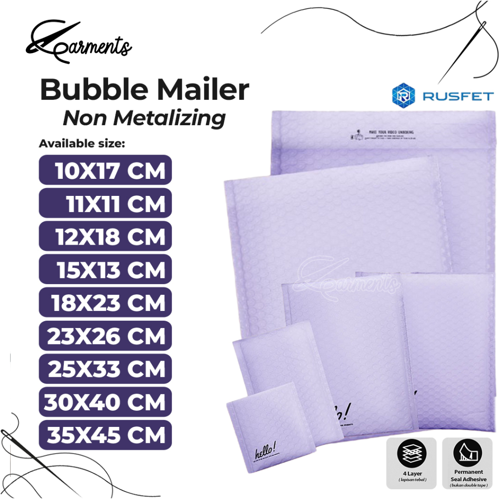 Bubble Mailer LILAC / Amplop Envelope Wrap PREMIUM Mailer Merk Rusfet - Harga Ecer Termurah