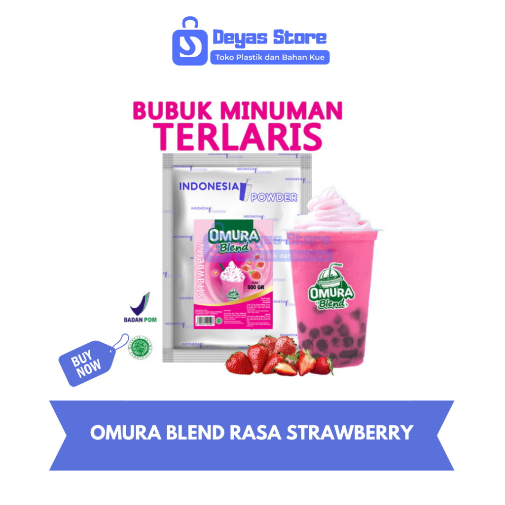 

OMURA Blend Bubuk Minuman Premium Rasa Strawberry / Stroberi Powder Drink 500 GR Omura Powder