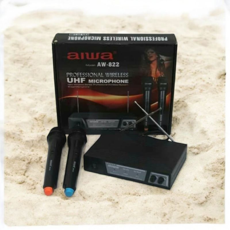 Mic Wireless Aiwa AW 822 Mikropon AW822 Mikrofon AW-822 Dual Mic Handled