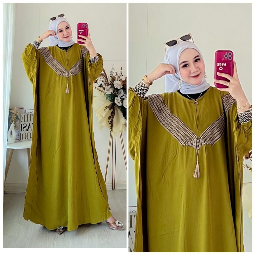 Gamis Duta Grosir Baju Kode I101 Kaftan Jumbo Terrbaru LD 160 Rayon Kaftan renda