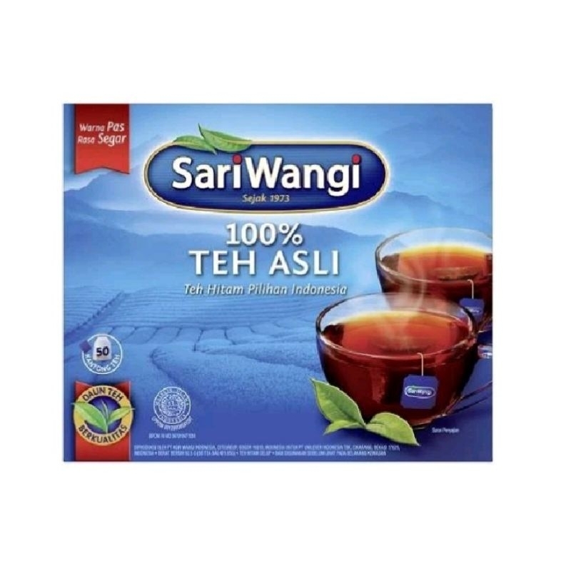 

Teh Sariwangi 100% teh hitam asli teh celup 1.85 gr isi 50 kantong teh