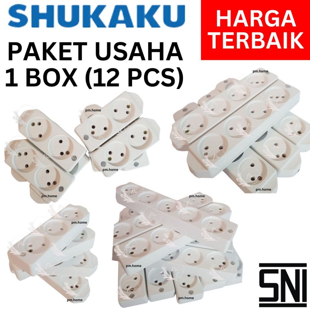 PAKET USAHA - Stop Kontak SHUKAKU Tipis Arde / Gepeng 2,3,4,5 Lubang / Terminal Kuningan / Colokan L