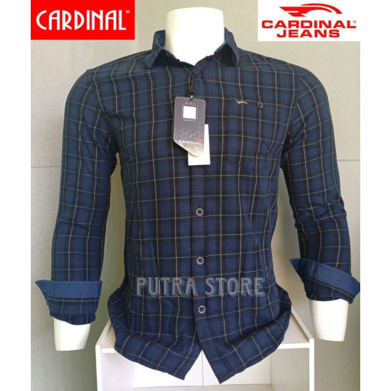 KEMEJA CARDINAL JEANS ORIGINAL NAVY KOTAK KOTAK