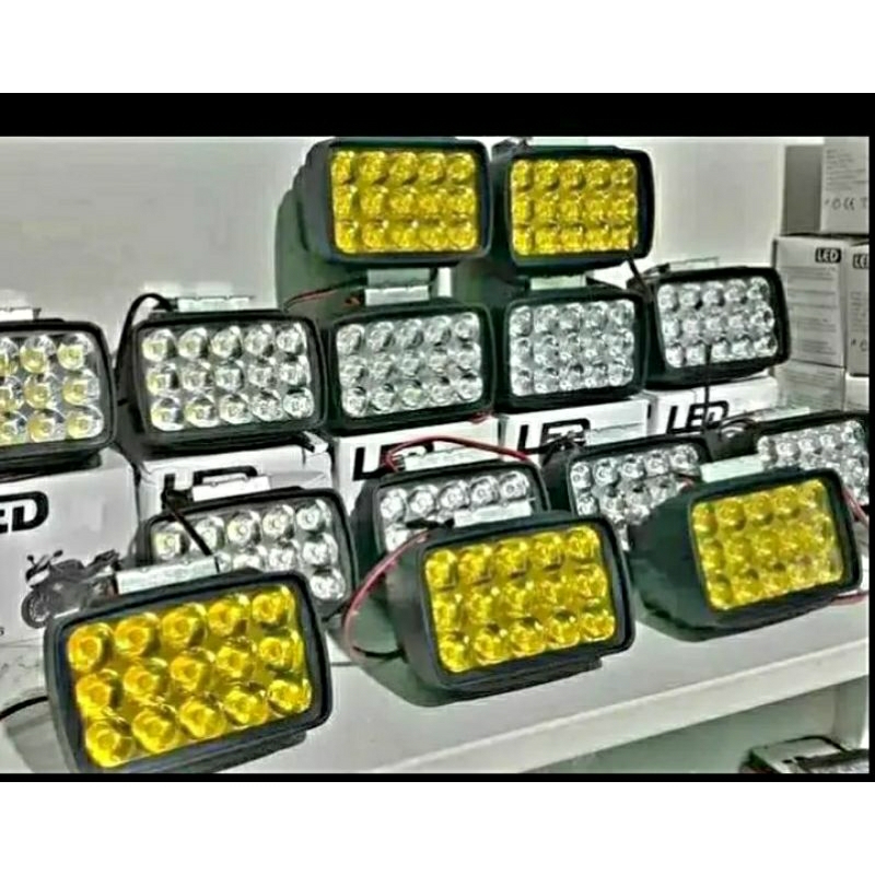 Lampu Tembak / Sorot 15 Mata Titik Bisa Buat Motor & Mobil Kuning