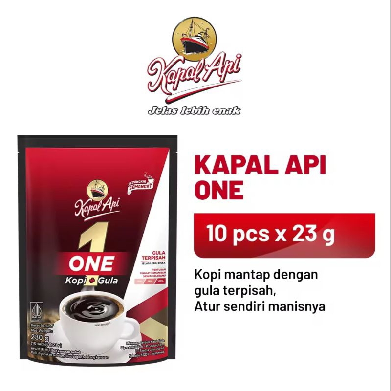 

Kapal Api One Gula Terpisah 23gr isi 10pcs
