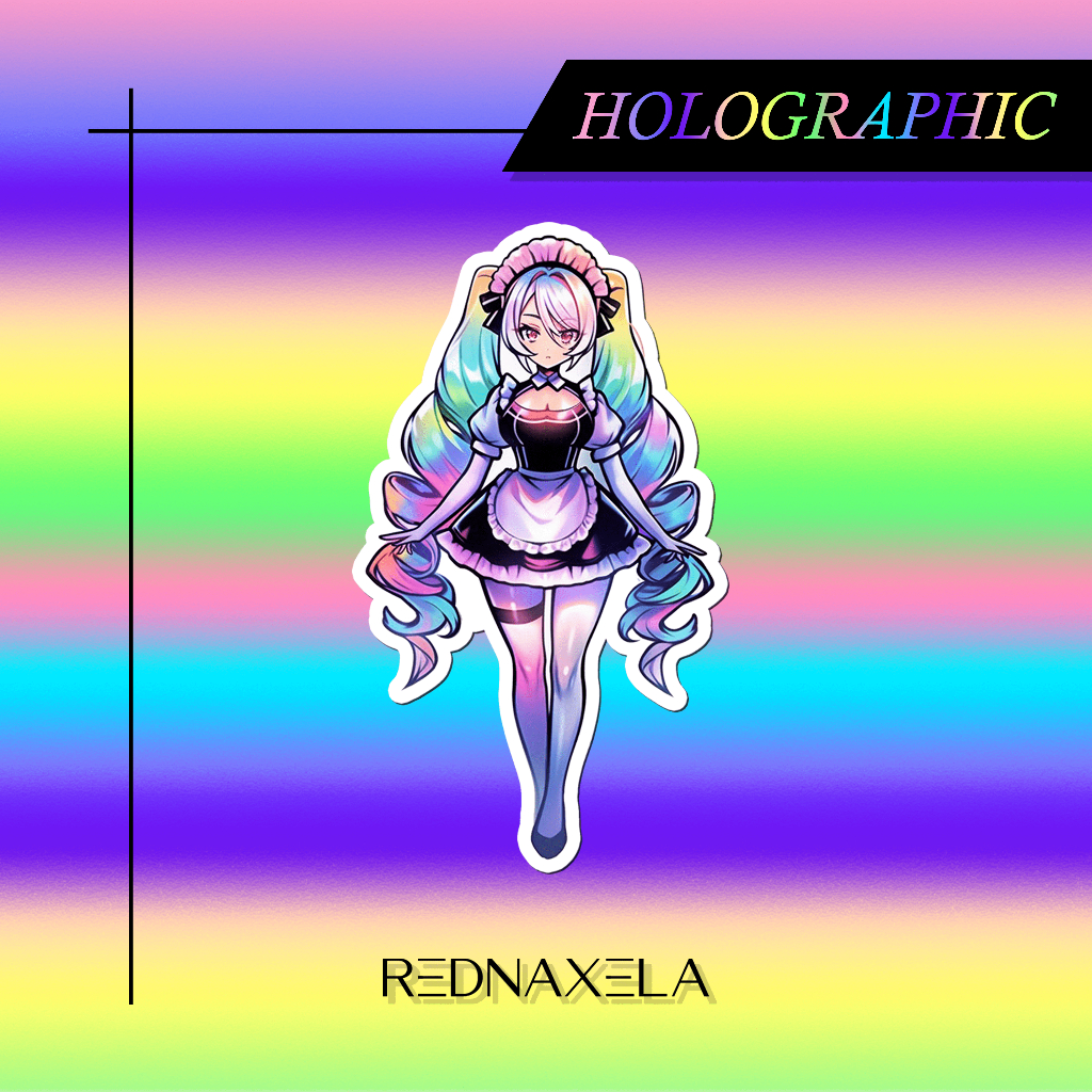 

Stiker Vinyl Hologram Maid Girl Holographic Decorative Stickers