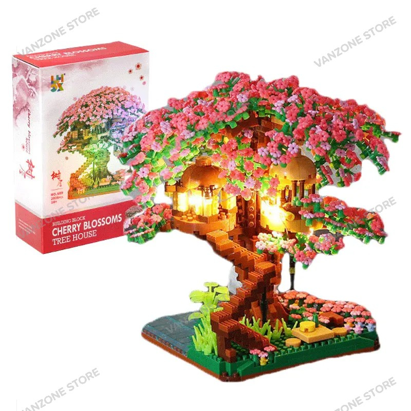 [VANZONE] Brick Mainan Balok Susun Rumah Pohon Bunga Sakura Dekorasi Edukasi