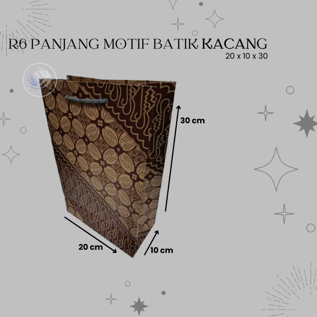

PAPERBAG R6 PANJANG MOTIF BATIK KACANG (size 20x10x30) PAPERBAG HAJATAN PAPERBAG SOVENIR