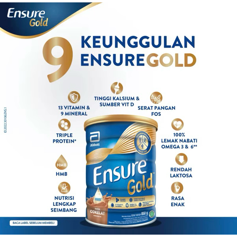 

Ensure Gold Coklat 850 gram exp lama ready stok