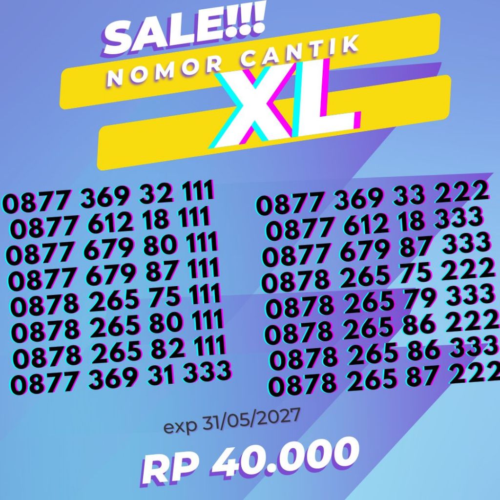 Nomor Cantik XL seri ekor triple harga 40ribu
