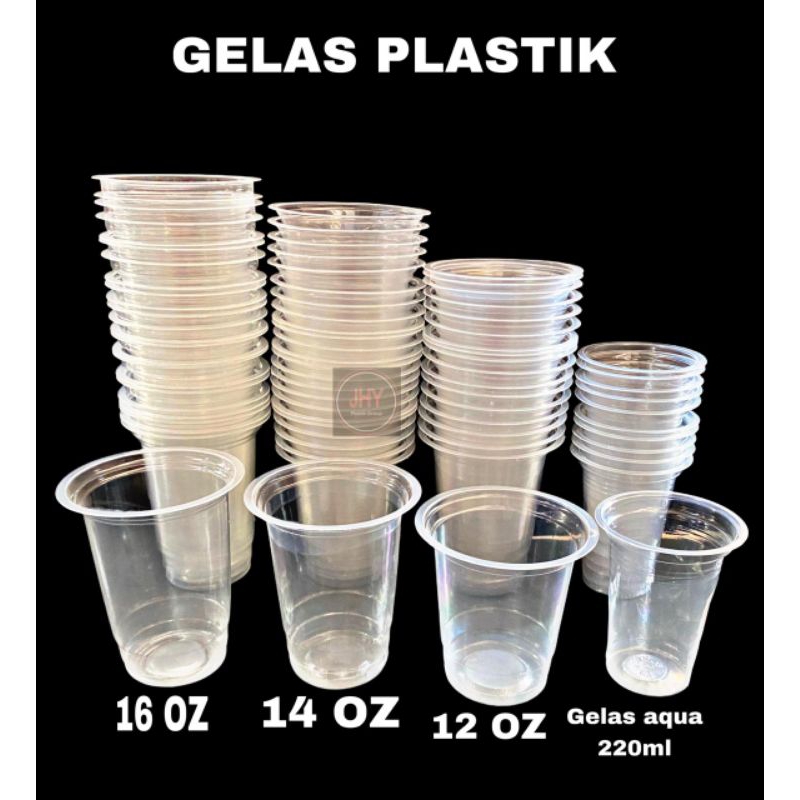 GELAS PLASTIK PP 12OZ 140Z 16OZ CUP BENING ISI 50 PCS