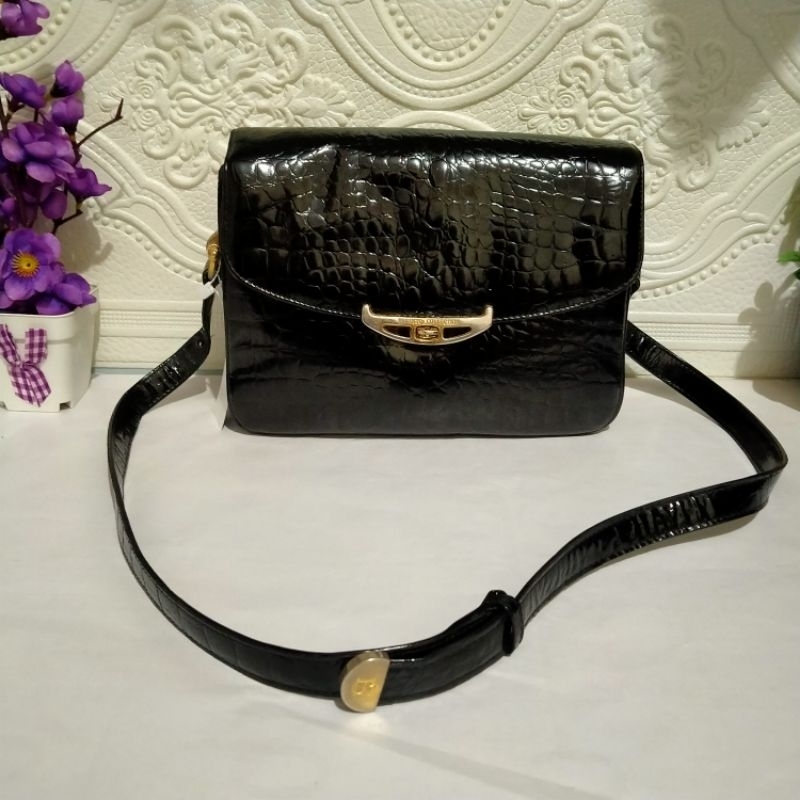 tas Elcanto Collection shoulder bag motif croco vintage kulit asli