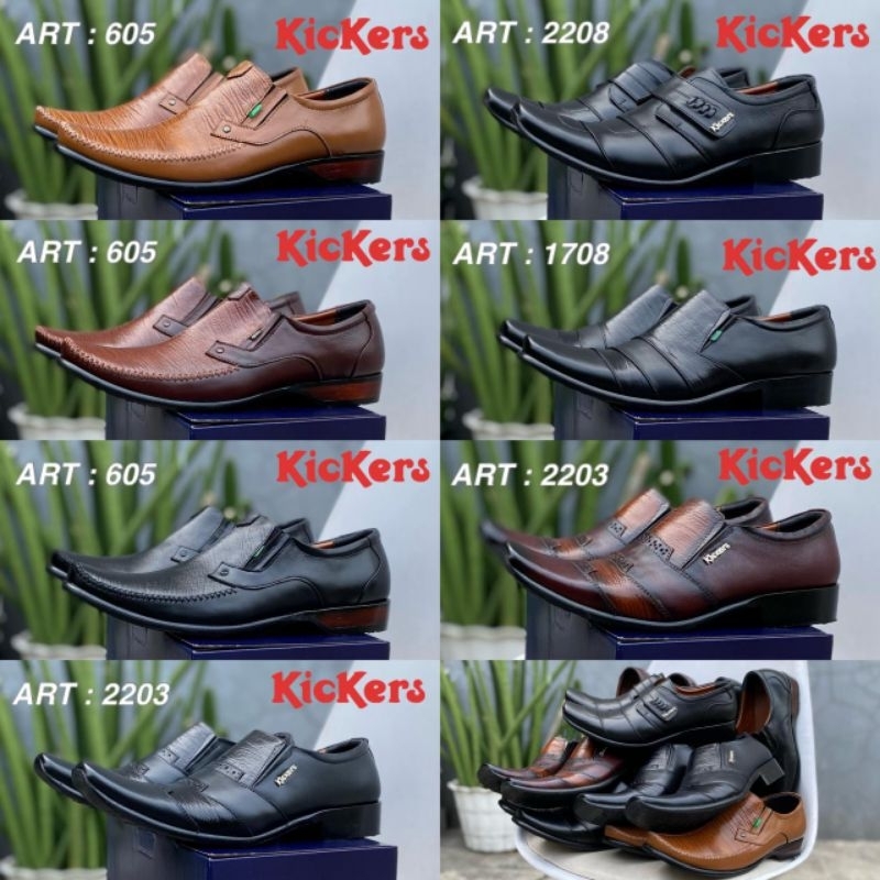 Sepatu pantofel pria kulit asli merk kickers sepatu kantor kickers kulit asli