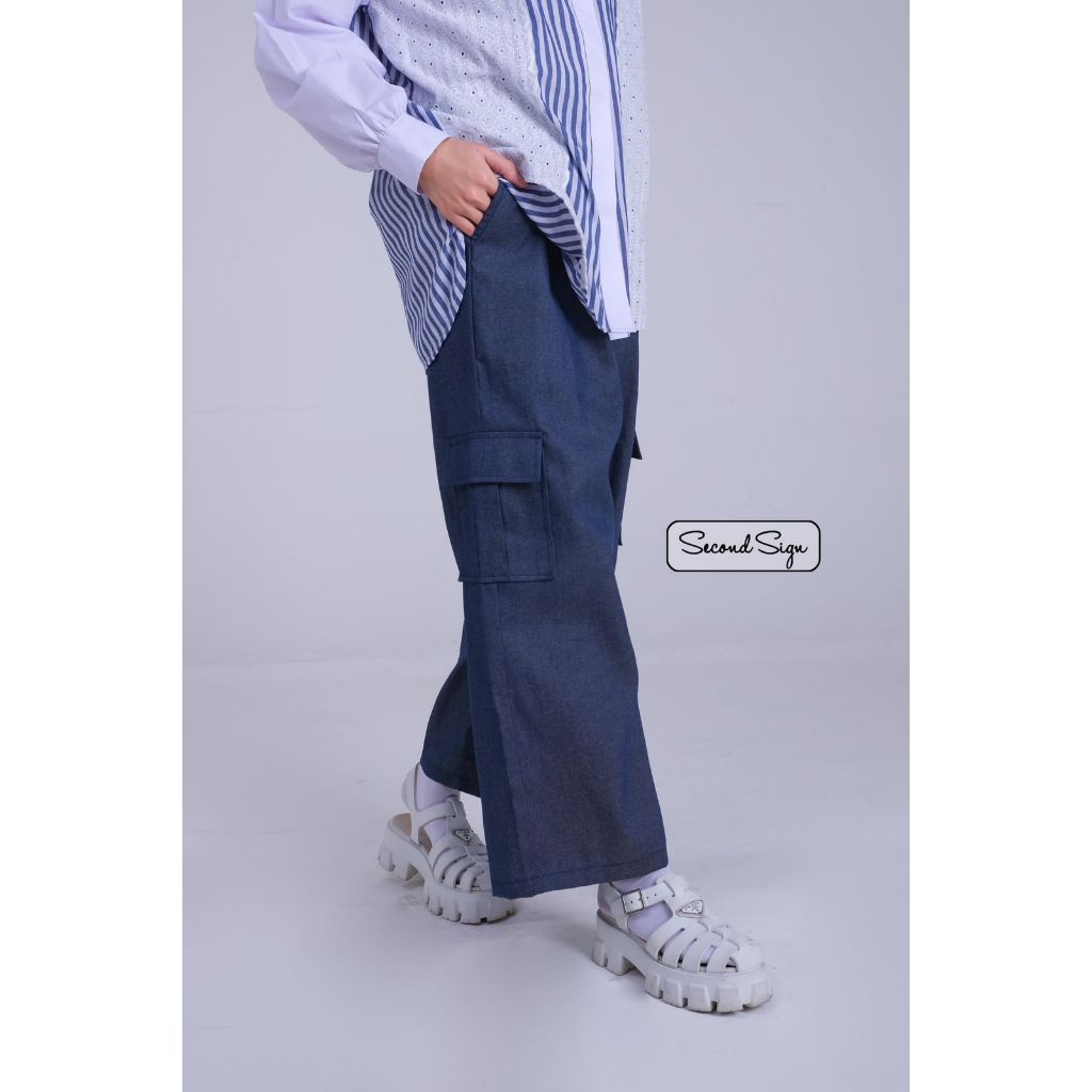 ALICE CARGO JEANS BY SECOND SIGN BAHAN JEANS CELANA PANJANG WANITA KARGO
