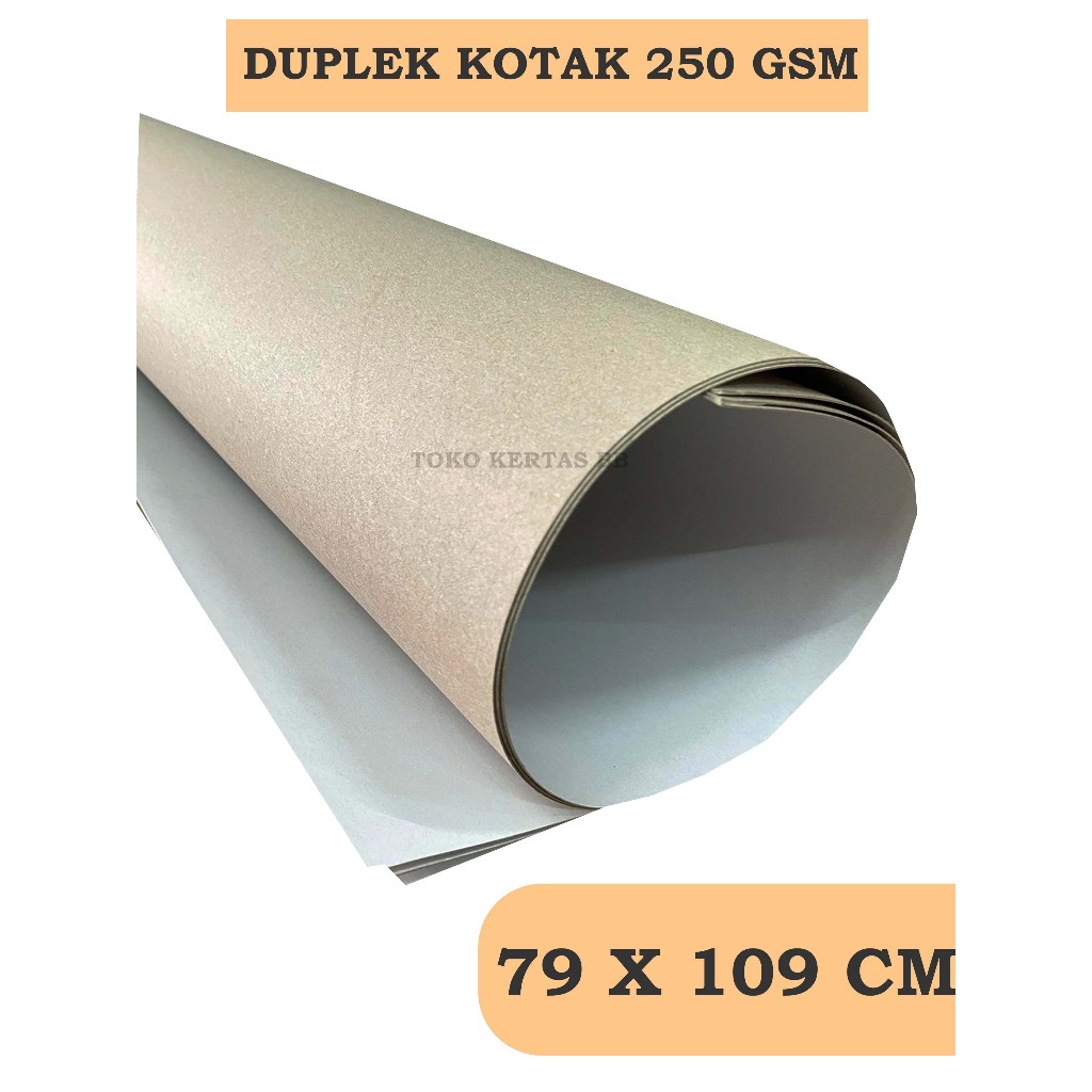 

Duplek Coated / Duplek Kotak 250 Gsm Ukuran Plano 79 x 109 Cm