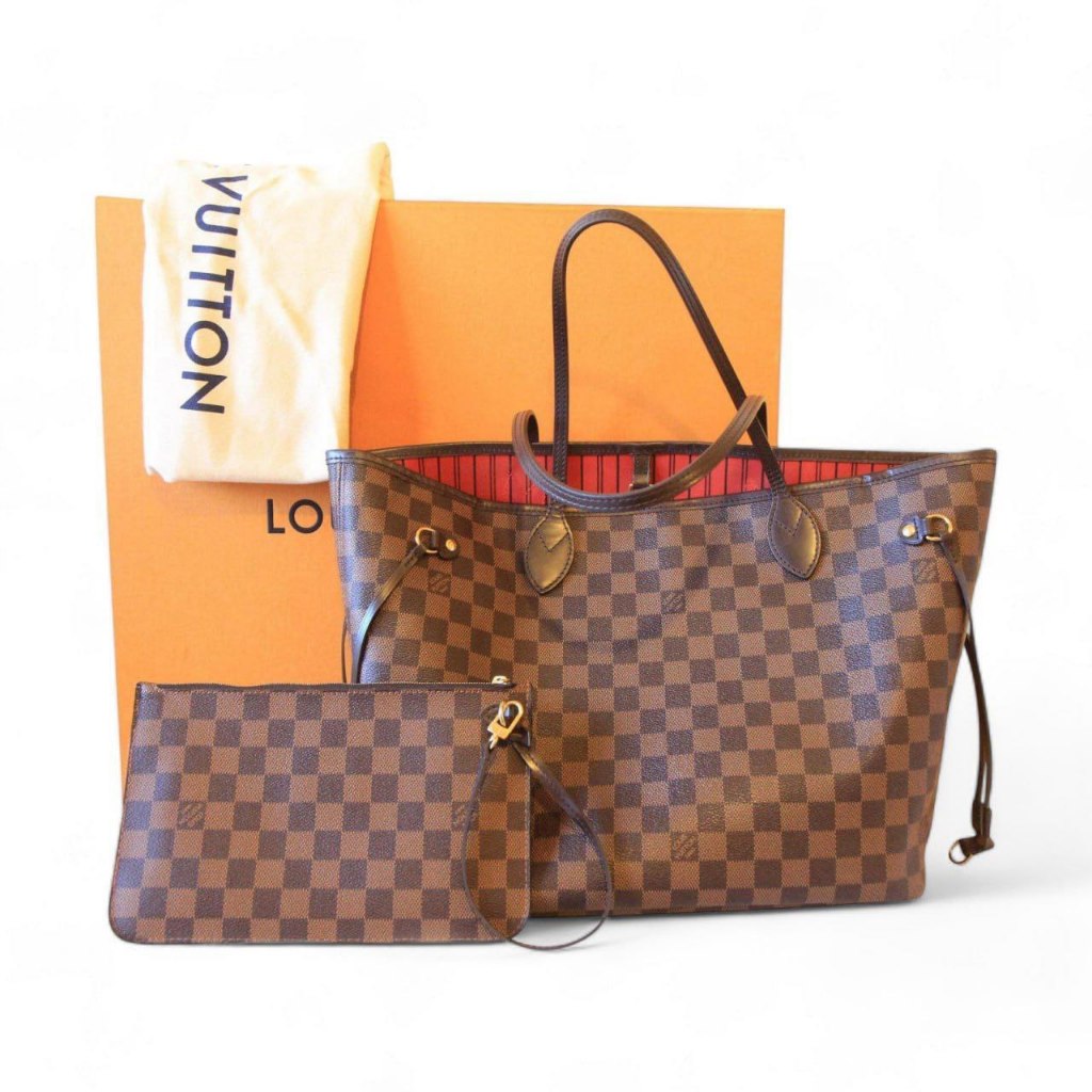 BNIB LV Neverfull MM Damier Cerise Red Complete Box/Paperbag/DB/Receipt 2024 Original