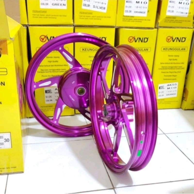 velg racing vnd six star  mio sporty mio lama mio smile pelak vnd original uk 185x14 &215x14 mio sou