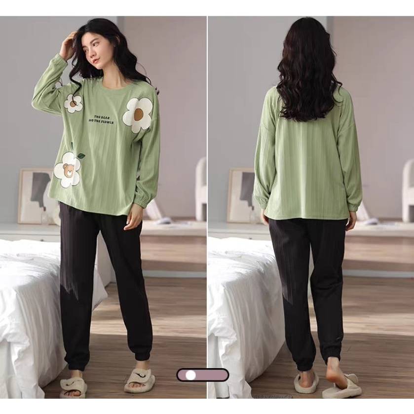 Baju tidur piyama kaos import lengan panjang celana panjang