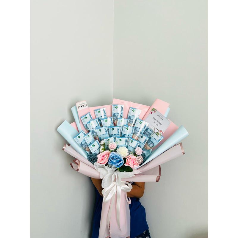 MONEY BOUQUET  (Pecahan 50)- BUKET BUNGA PALSU BUKET ARTIFICIAL BOUQUET ARTIFICIAL FLOWER