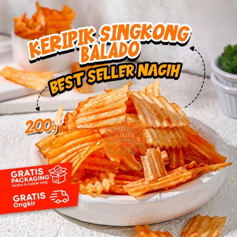 

Keripik Singkong Balado Genteng Snack Kripik Ketela Pedas Jadul