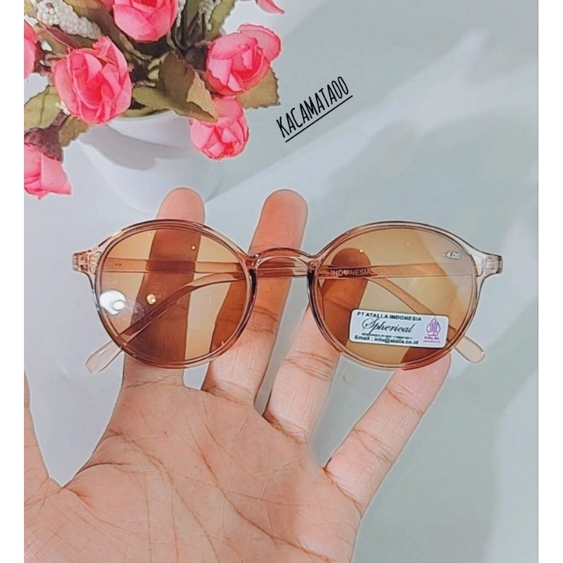 Kacamata Minus Lensa Warna Coklat -0.50 sd -4.00 Kacamata Cewek Cowok Lensa Warna Coklat SPH3014BR E