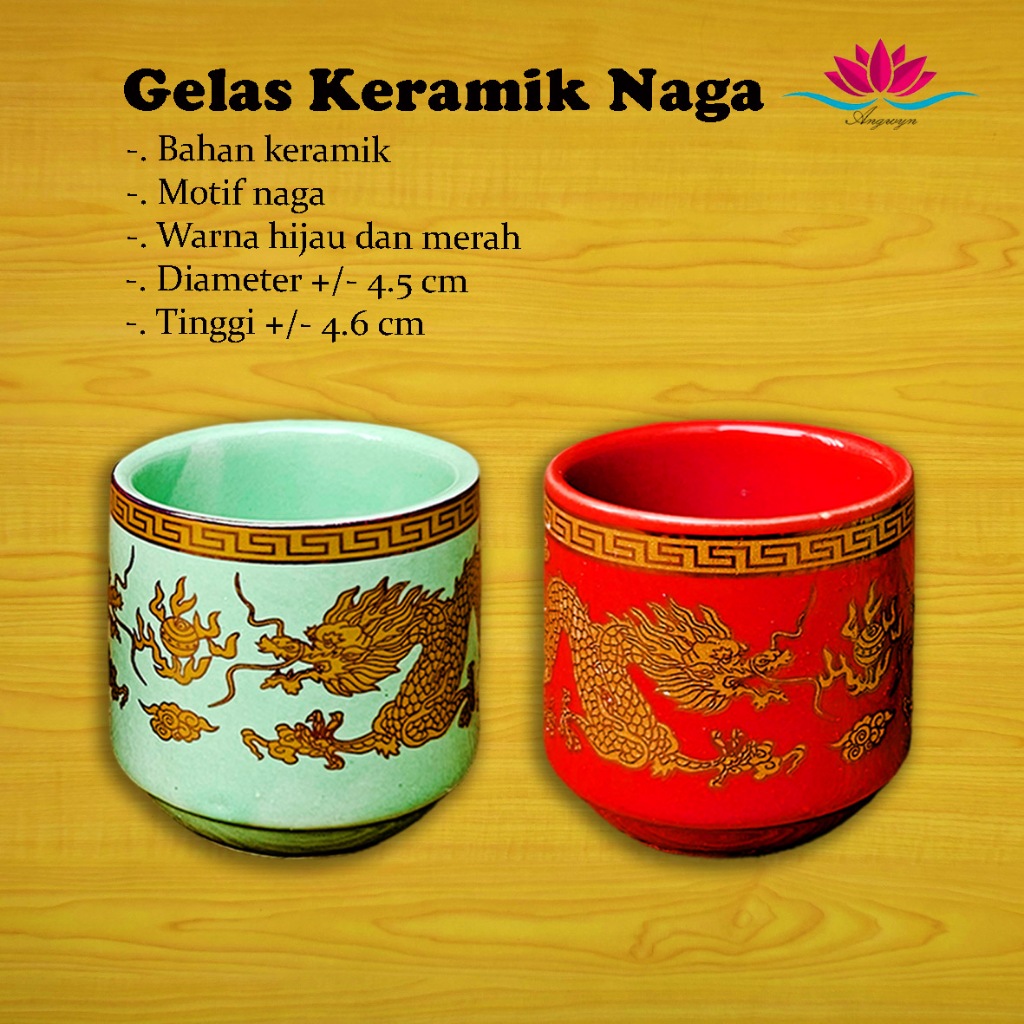 Gelas Sembahyang Keramik / Cangkir Keramik Motif Naga