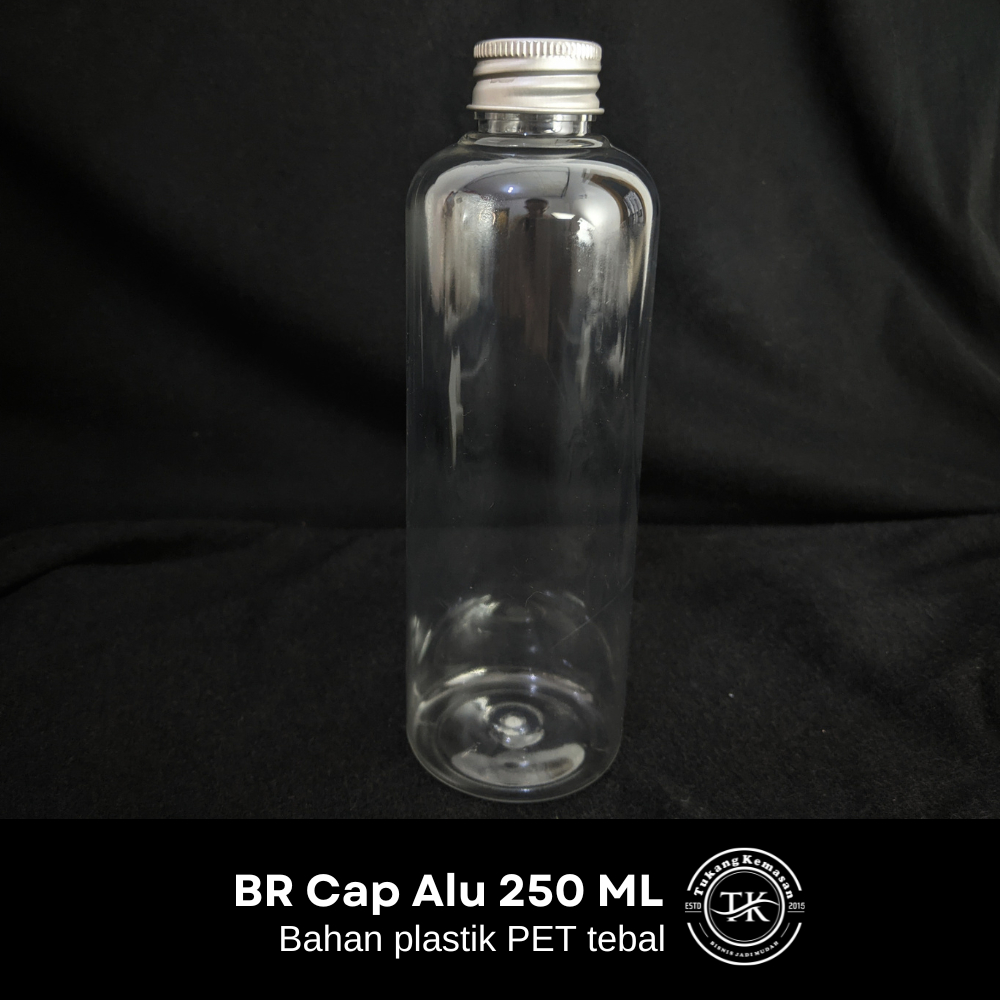 Jual botol plastik PET BR 250 ML tutup almunium