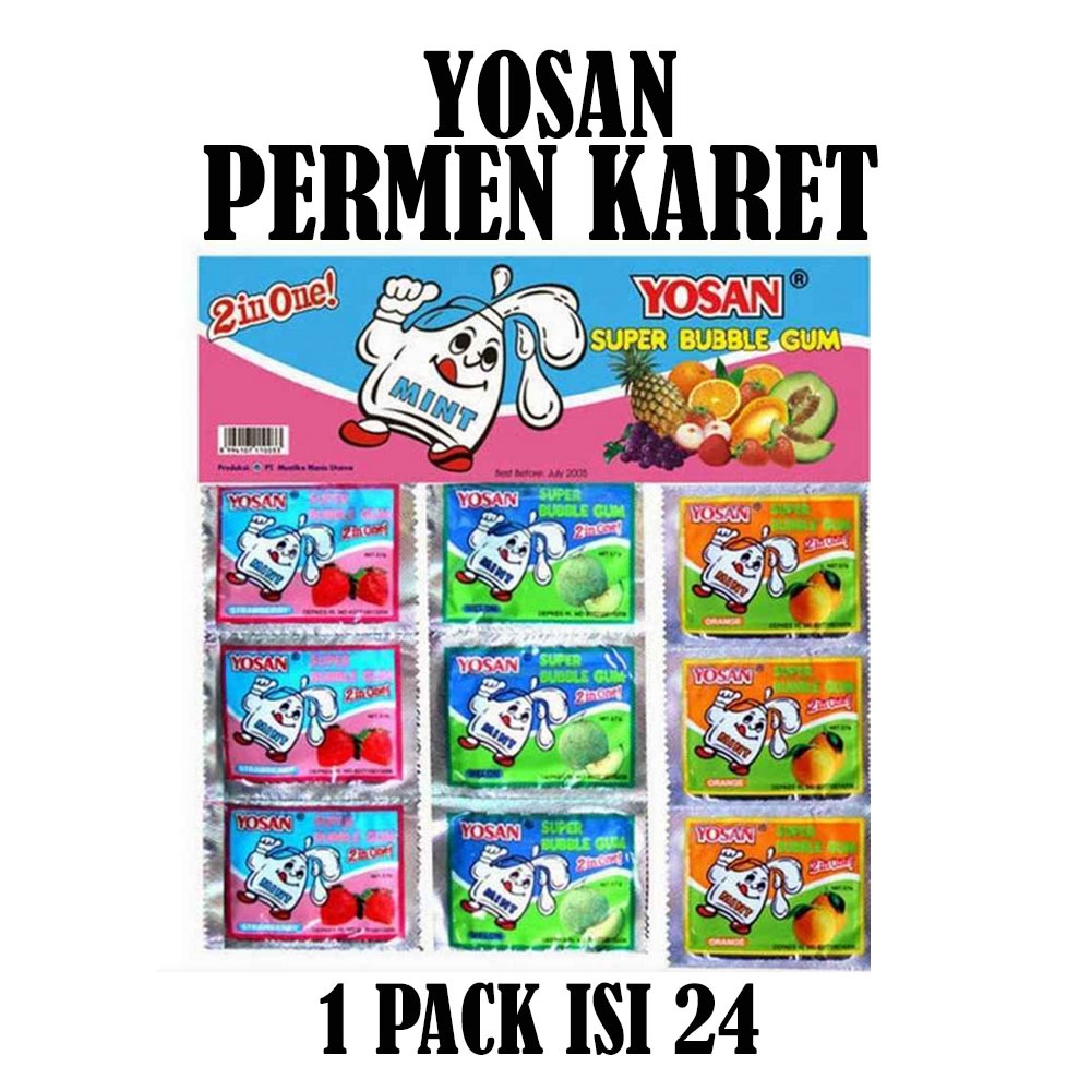 

YOSAN PERMEN KARET SUPER BUBBLE GUM 2 IN1 ISI 24