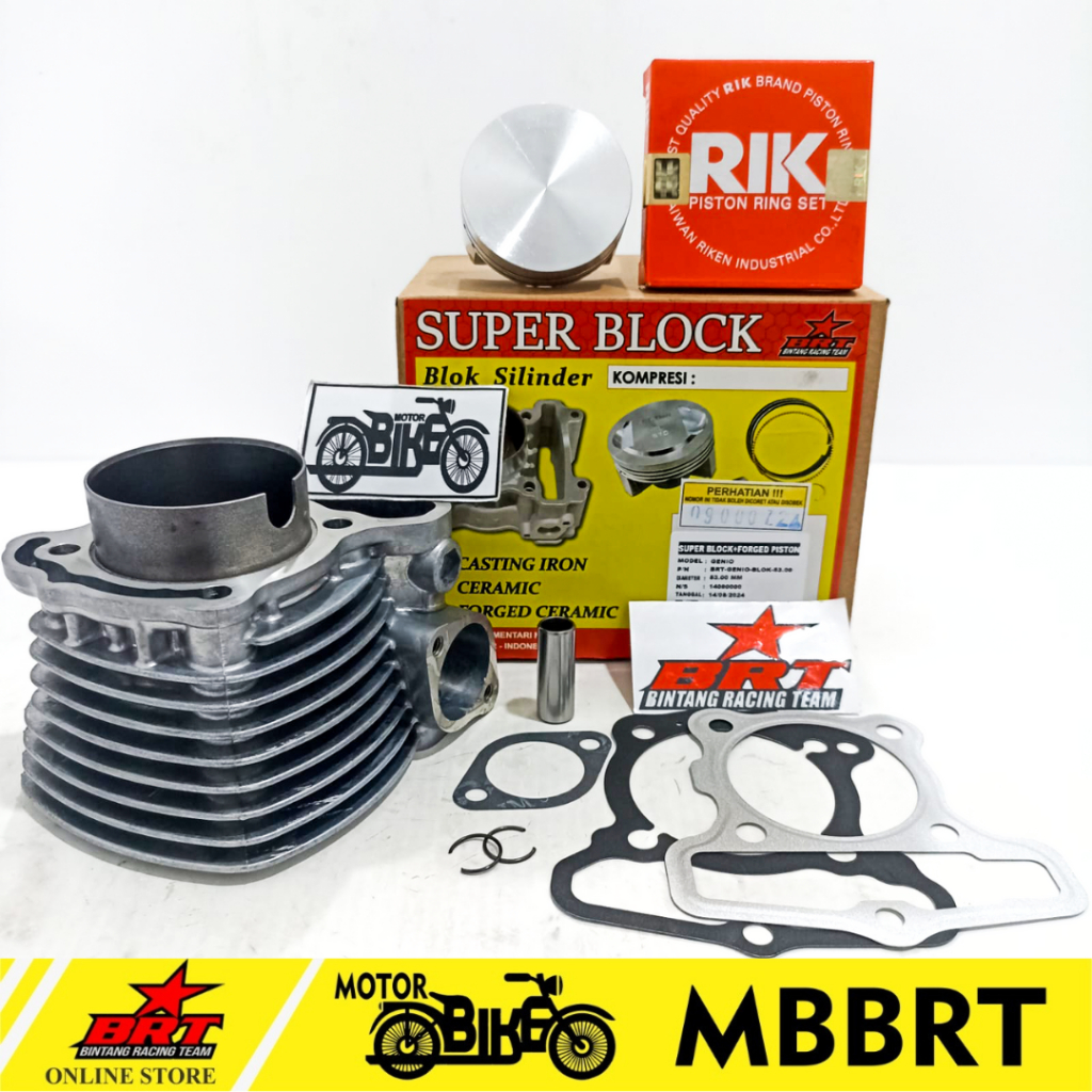 BLOK BORE UP BRT GENIO BEAT DELUXE SCOOPY STREET FI ESP CAST IRON FORGED PISTON 53MM
