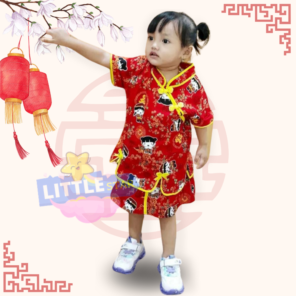 SETELAN BAJU CINA ANAK WANITA/ROK CHEONGSAM IMLEK