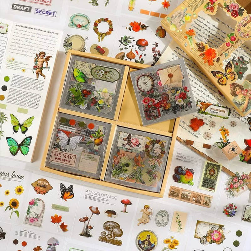 

RB ( KKM ) Stiker 100 Lembar Butterfly Flower Aesthetic Jurnal DIY Vintage Sticker