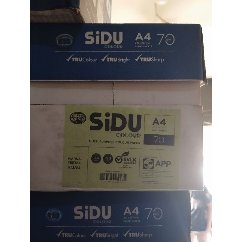 

kertas print dan fotocopy A4 70 gram sidu warna hijau 1 rim isi 500 lembar