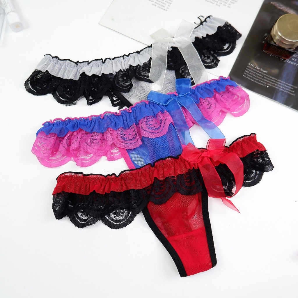 Sylle - Celana Dalam Wanita Renda Sexy Transparan G String Thong Lingerie Berkualitas CD 008