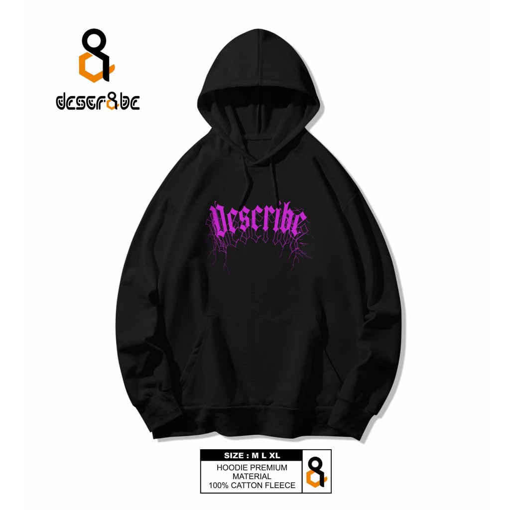 DESCRIBE Sweater Hoodie Hitam Unisex Flacee Tebal Gramasi 280