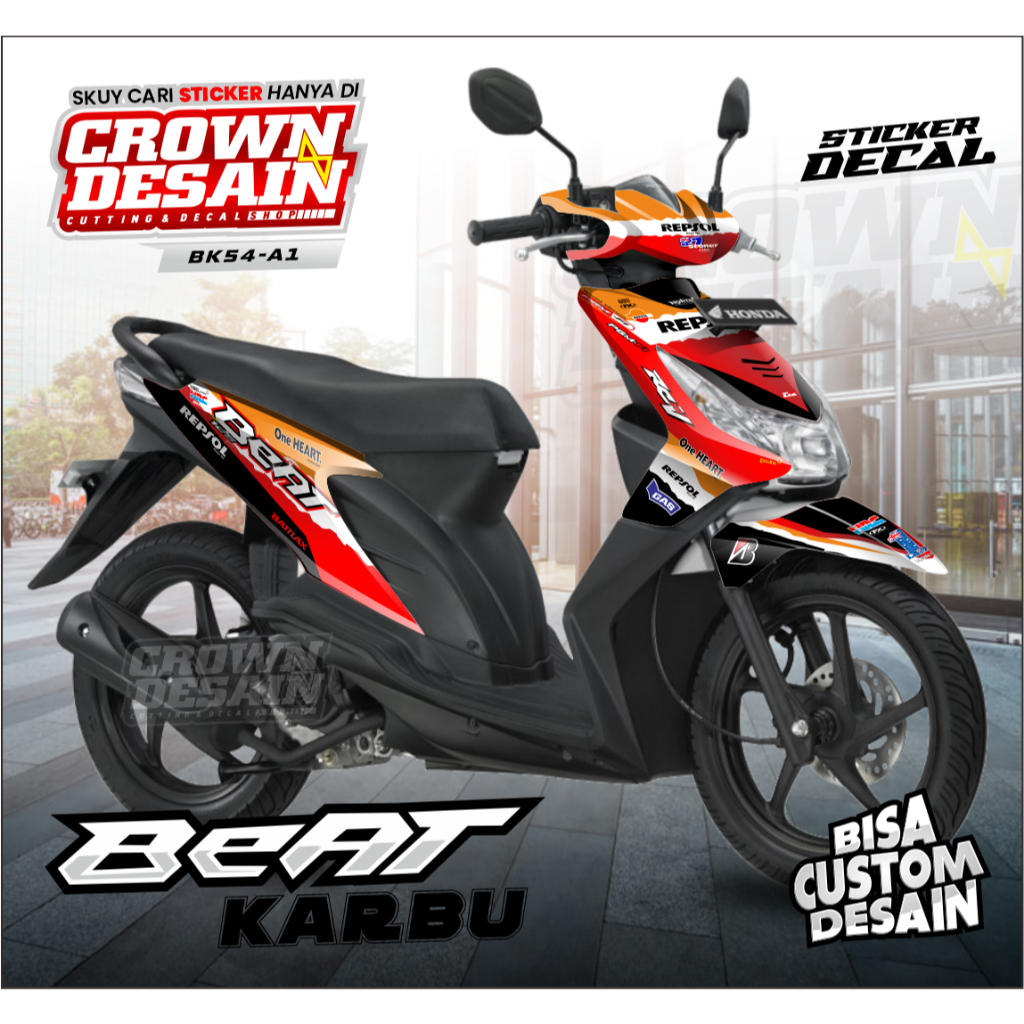 Decal Stiker Fullbody Beat Karbu Desain Repsol Racing - Stiker Fullbody Beat Carbu REPSOL Edition - 