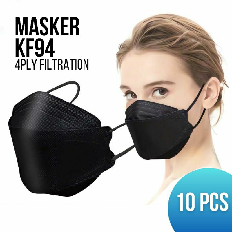 Masker KF94 Isi 10 PCS 4ply Hitam KF94 Masker Korea