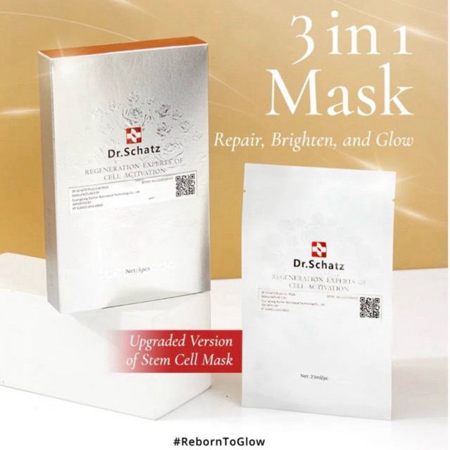 

[PROMO!] 1 BOX 5 Sachet Dr Schatz Mask Masker Stem Cell Phyto Cell Polypeptide Collagen MCC BPOM Glowing Mencerahkan