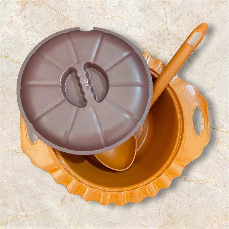 Mangkok Sop Caramel GRATIS CENTONG l wadah sayur plastik l wadah sayur tahan panas l basi prasmanan 