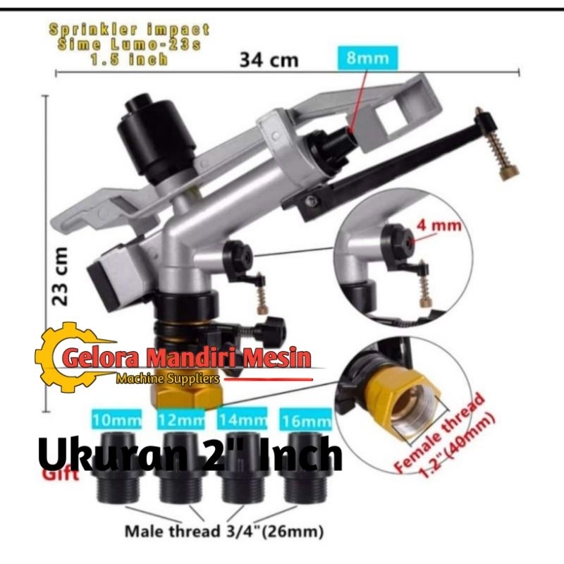Sprinkler Big Gun Impact 1.5 Inch Radius 50-60 Meter | Sprinkler Pertanian